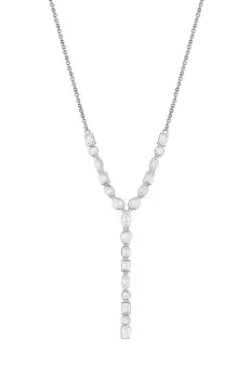 Image of Sterling Silver 925 Cubic Zirconia Besel Stone Y Lariat Necklace
