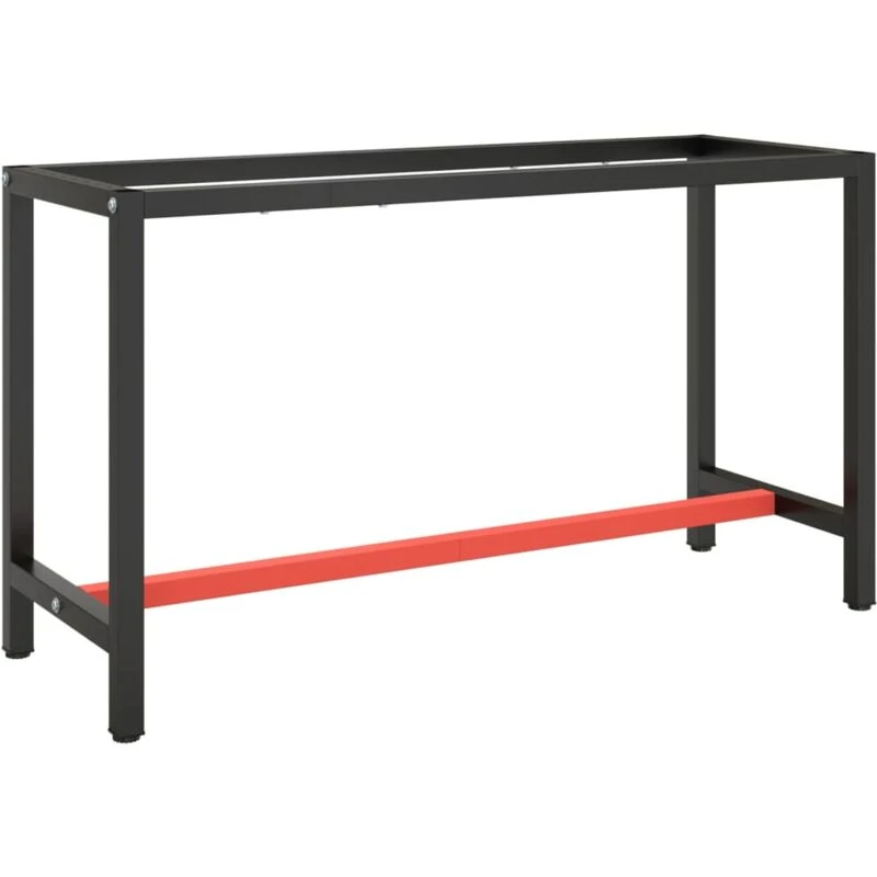 Image of VIDAXL Vidaxl - Work Bench Frame Matte Black and Matte Red 140x50x79cm Metal 8720286816370