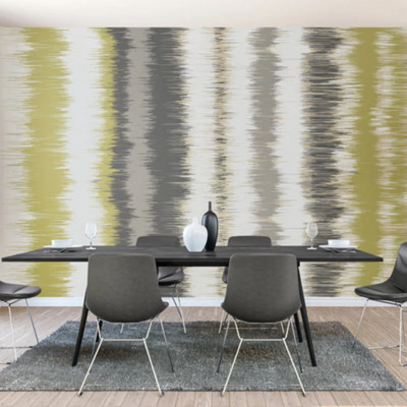 Image of Origin Murals Linear Stripe - Olive Green And Charcoal Matt Smooth Paste The Wall Mural 350Cm Wide X 280Cm High