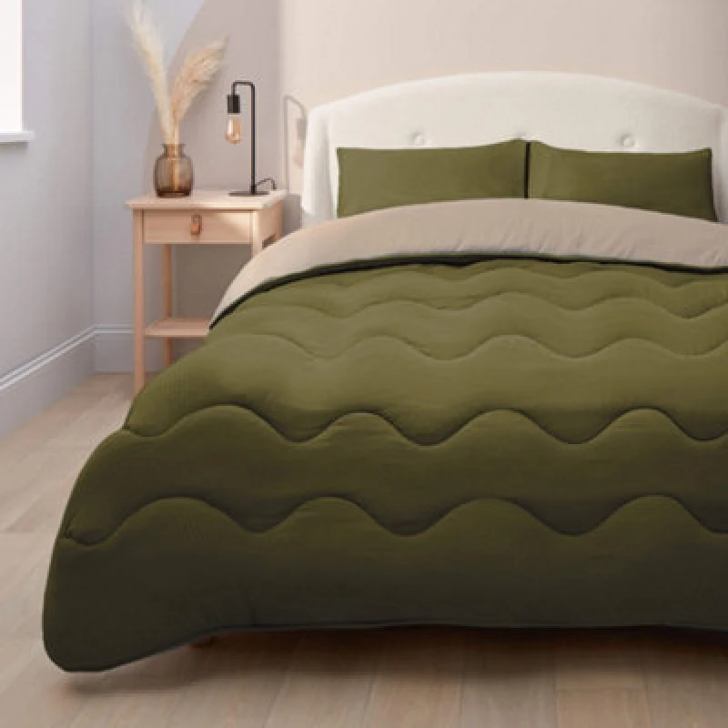 Image of Silentnight Coverless Duvet And Pillowcase - 10.5 Tog - Olive/natural - Double