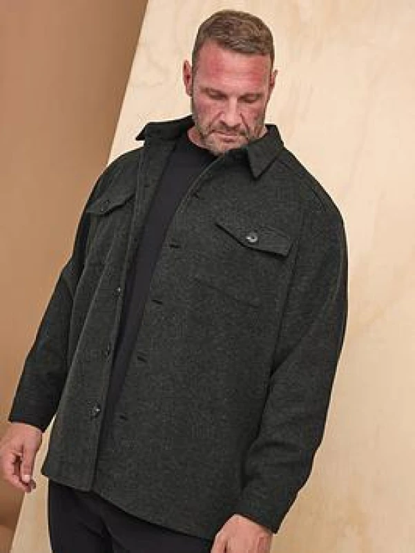 Image of BadRhino Button Down Shacket Charcoal