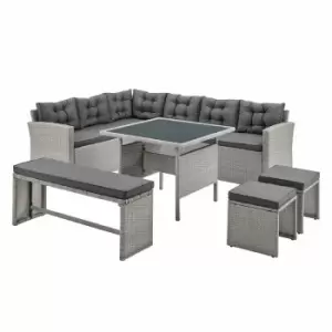 Image of Two Tone Grey Rattan Dark Grey 6pcs corner
