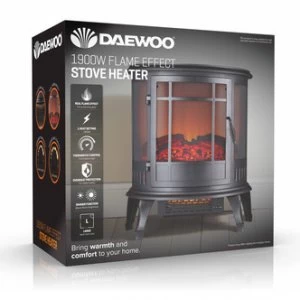 Image of Daewoo HEA1574GE 1 9kW Curved Electric Stove Fire in Black