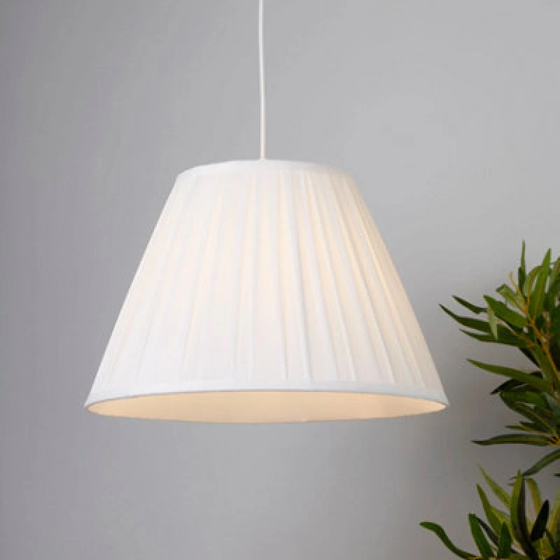 Image of Lighting Collection Taper Pleat Silk Shade White unisex 40cm