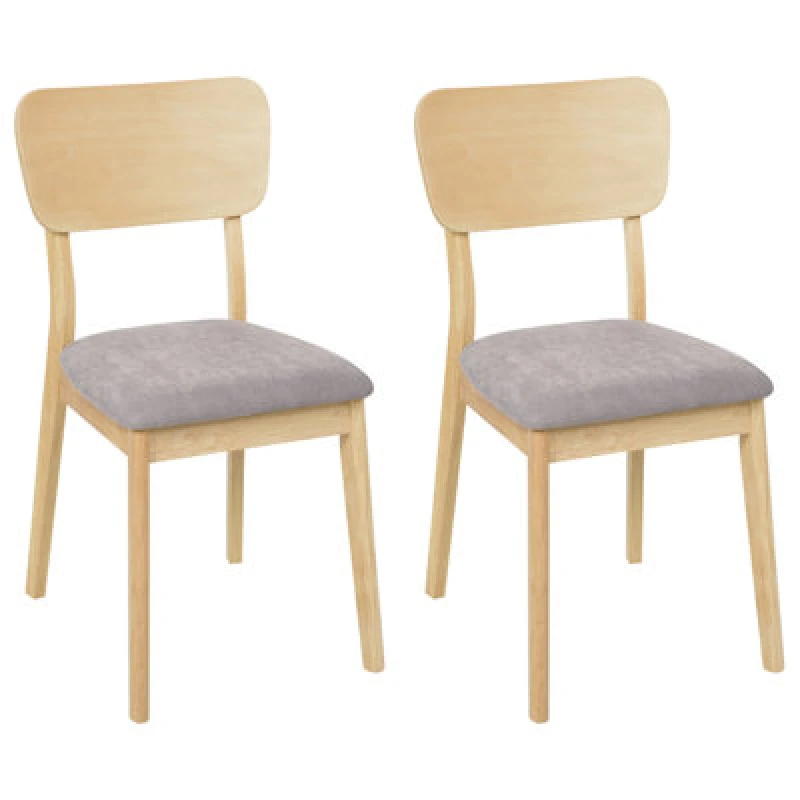 Image of Beliani Set Of 2 Dining Chairs Minier Wood Light Brown/ Grey