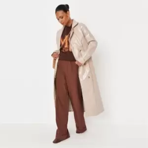 Image of Missguided Vinyl Seam Trench Coat - Cream