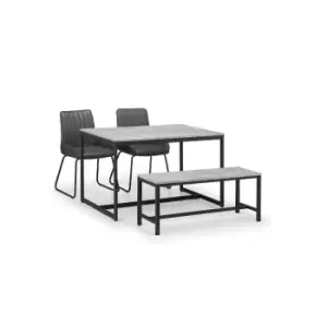Image of Staten Rectangular Dining Table with 1 Bench and 2 Soho Chairs Grey