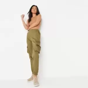Image of Missguided Basic Cuffed Cargo Trousers - Green