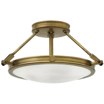 Image of Collier - 3 Light Small Semi Flush Ceiling Light Brass, E14 - Elstead