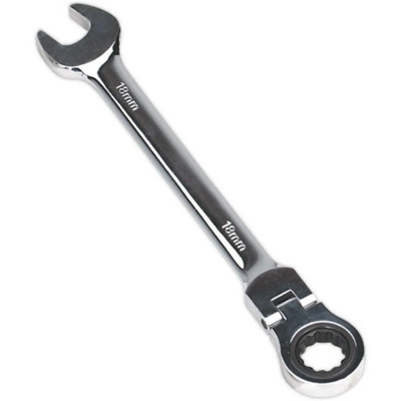 Image of Loops 18mm Flexible Ratchet Combination Spanner - Flexible Ring Head - Chrome Vanadium Multi
