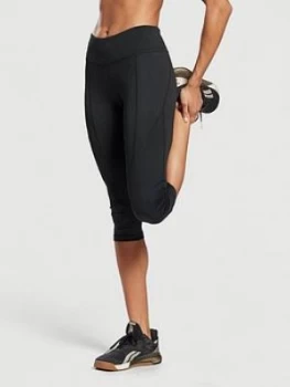 Image of Reebok Workout Ready Pant Program Capri Leggings - Black
