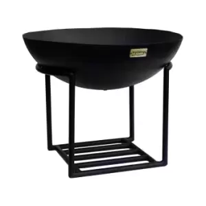 Image of Ivyline Outdoor Cast Iron Fire Pit on Stand in Black Iron