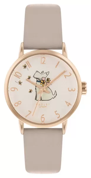Image of Radley RY21266 Womens Gold Case Pink Leather Strap Watch