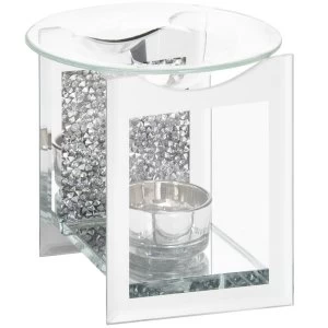 Image of Mirrored Glass Silver Crystal Oil Burner By Lesser & Pavey