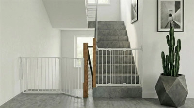 Image of Safetots Solution For Up And Down Staircases, White, Multi Panels, Up To 154Cm, And, Screw Fit Gate, 67Cm - 105.5Cm