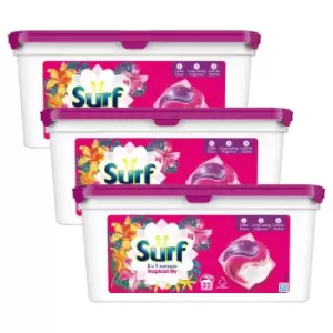 Image of 3 x Surf Tropical Lily And Ylang-ylang 3-in-1 32 Washing Capsules 679G