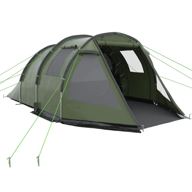Image of Outsunny 3-4 Persons Tunnel Tent w/ Windows, Green A20-285V00GN