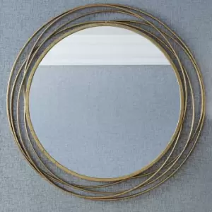 Image of Metal Swirl Round Wall Mirror 90cm Antique Gold Effect