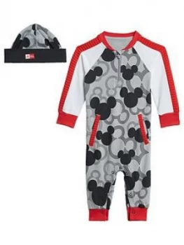 Image of Adidas Infant Disney Mickey Mouse Babygrow - Grey/Black