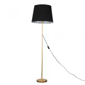 Image of Charlie Gold Floor Lamp with XL Black Aspen Shade