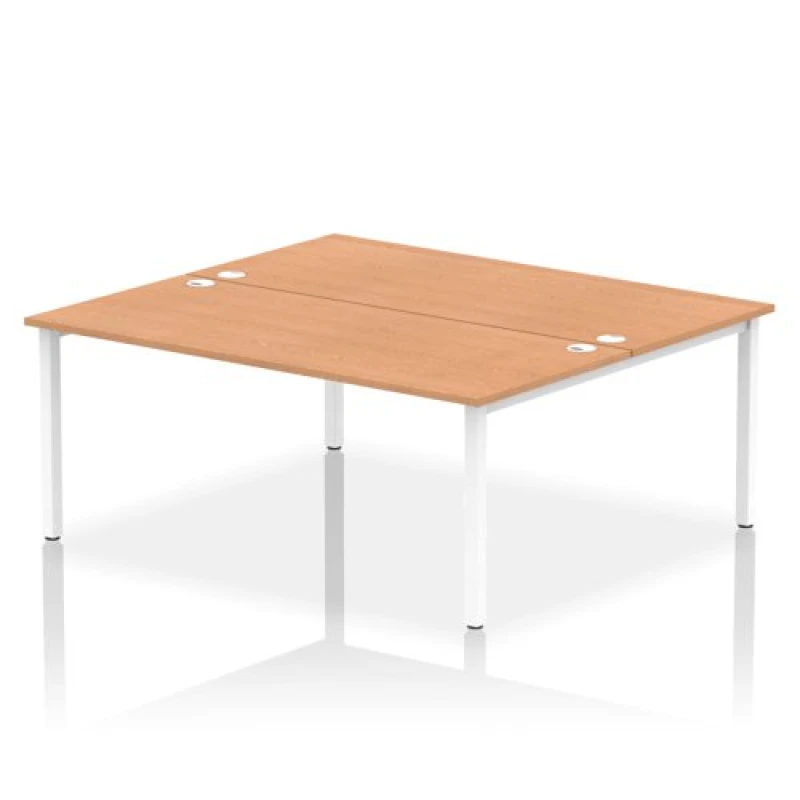 Image of Impulse Impulse Bench B2B 2 Person 1800 White Frame Office Bench Desk Oak IMB2P18OAKW