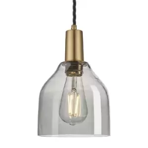 Image of Industville Sleek 6" Cone Pendant / Smoke Grey Tinted Glass and Copper Holder