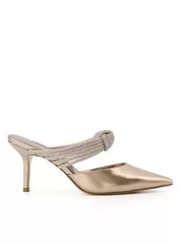 Image of Dune London Croatia Leather Diamante Knot Court, Gold, Size 6, Women