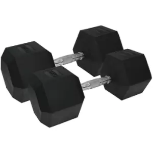 Image of Urban Fitness pro Hex Dumbbell - Rubber Coated (Pair) - 2 x 20kg - Black - Black