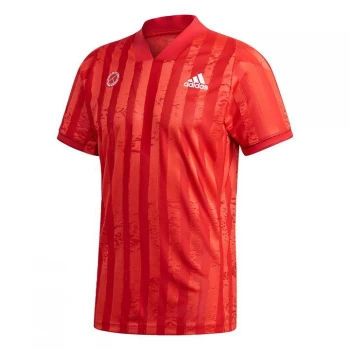 Image of adidas Freelift Tennis T-Shirt Engineered male - Scarlet / White