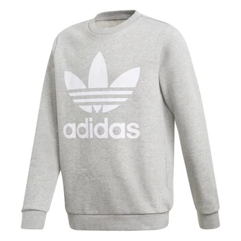 Image of adidas TREFOIL CREW boys's Childrens sweatshirt in Grey - Sizes 11 / 12 years,13 / 14 years,9 / 10 years,8 / 9 ans,10 / 11 ans,12 / 13 ans,14 / 15 ans