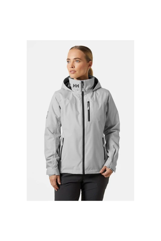 Image of Helly Hansen Sport Womens Crew Hooded Midlayer Sailing Jacket 2.1 in Grey Size: Large Grey Female L