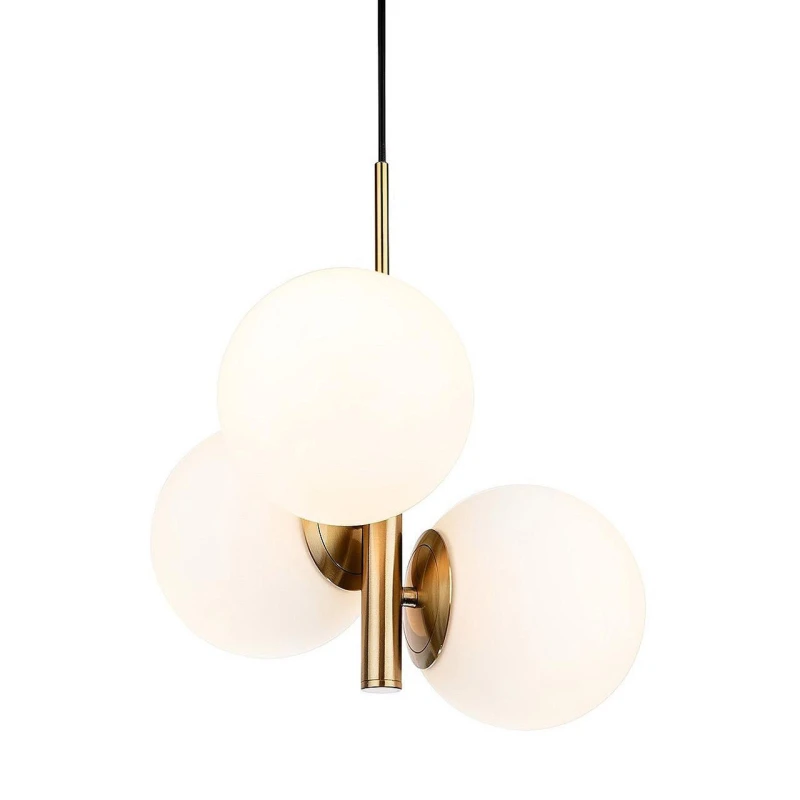Image of Firstlight Oyster 3-Light Pendant Light Opal in Brushed Brass