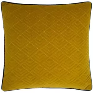 Image of Deco Velvet Cushion Mustard/Navy, Mustard/Navy / 50 x 50cm / Polyester Filled