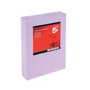 Image of 5 Star A4 Coloured Copier Paper Multifunctional Ream wrapped 80gsm Violet Pack of 500 Sheets