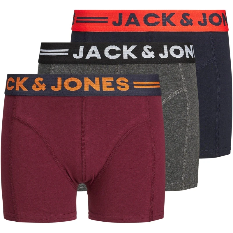 Image of Jack and Jones 3 Pack Lichfield Trunks Junior Boys - Red Red 13 - 14 Years
