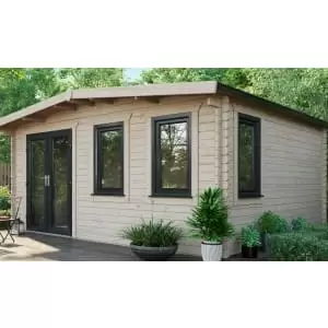 Image of Power Sheds 14 x 16ft Left Hand Door Apex Chalet Log Cabin