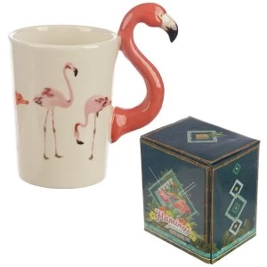 Image of Fun Flamingo Shaped Handle Ceramic Mug
