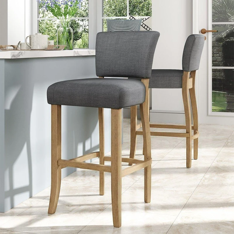 Image of Kabinet UK Set of 2 Linen Bar Stool Bar Height Light Grey unisex One size