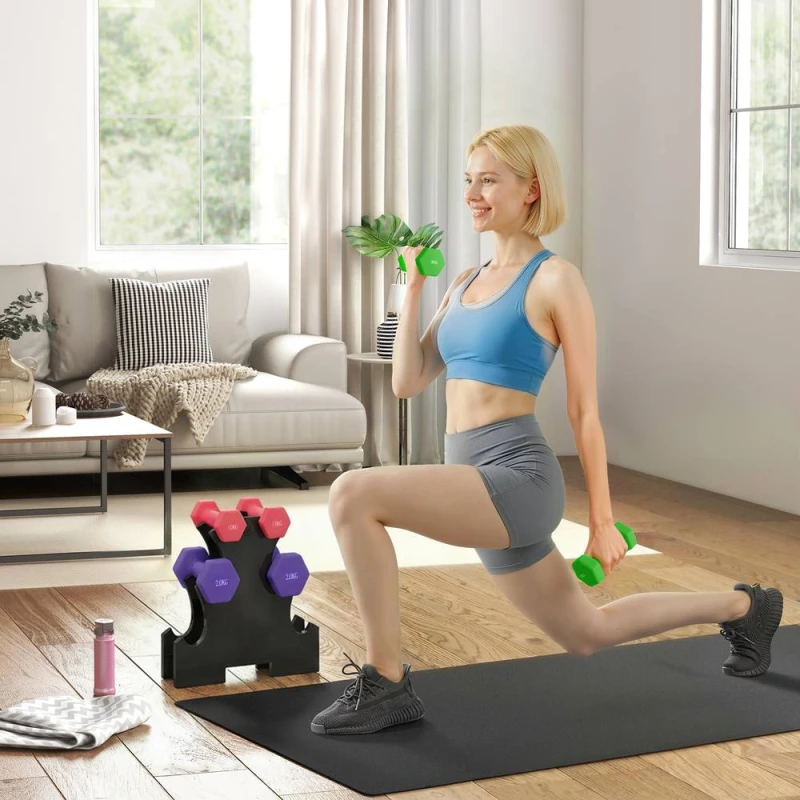 Image of Sportnow Hex Dumbbells Set With Dumbbell Rack, 2 X 1Kg, 2 X 2Kg, 2 X 3Kg