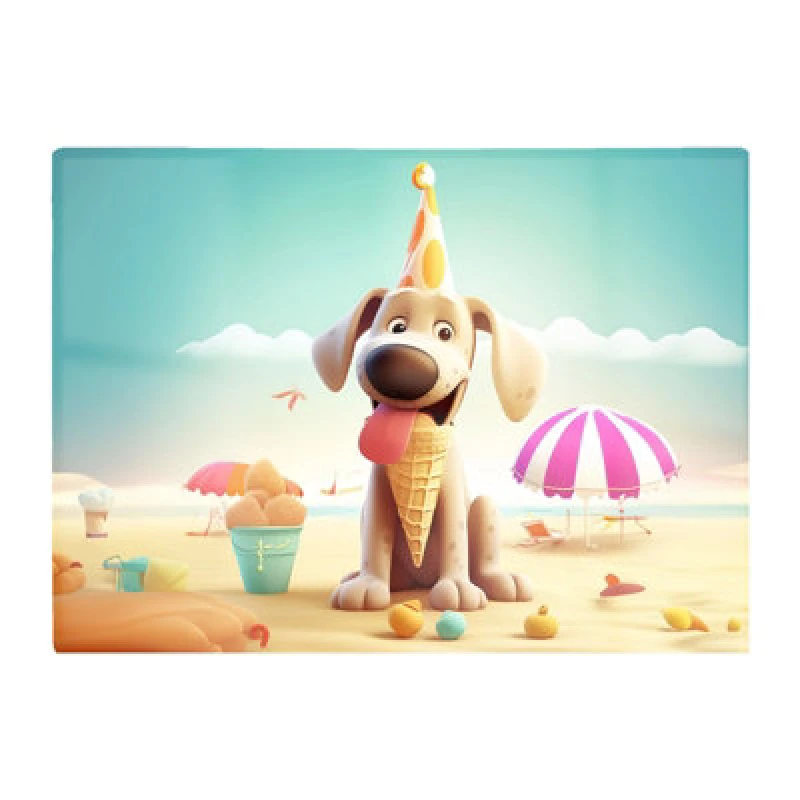 Image of Warren Reed Designer Dog On A Beach Holiday Glass Chopping Board
