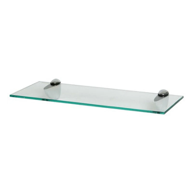 Image of Harbour Housewares Floating Glass Shelf - 50Cm - Silver Brackets - Bathroom Shower Storage Vanity Display Unit Shelf