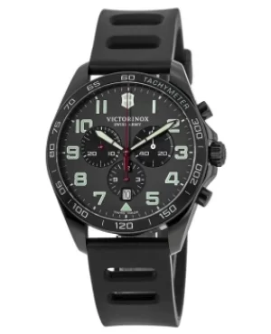 Image of Victorinox Swiss Army Fieldforce Sport Grey Chronograph Dial Black Rubber Strap Mens Watch 241891 241891