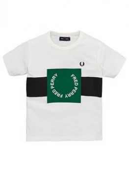 Image of Fred Perry Boys Colour Block Graphic T-Shirt - White, Size 2-3 Years