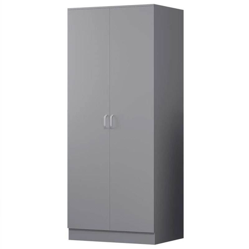 Image of FWStyle FWStyle 2 Door Double Wardrobe Grey Scratch Resistant Storage Grey One Size Unisex 5056413127730