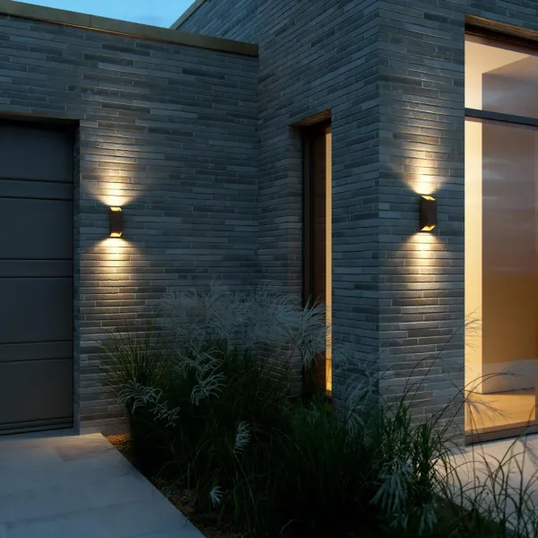 Image of Nico Square 22 GU10 Outdoor Patio Garden Terrace Aluminium Wall Light in Rust (H) 23.5cm