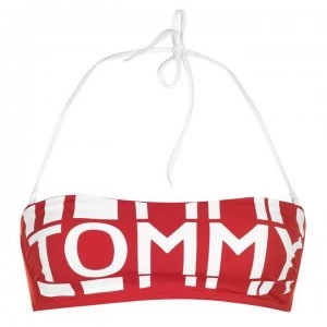 Image of Tommy Bodywear Bold Logo Bandeau Bikini Top - Tango Red