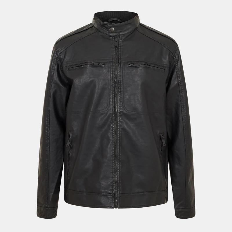 Image of Brave Soul Mens Faux Leather Long Sleeve Jacket Black male Large