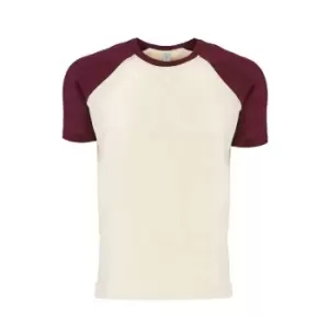 Image of Next Level Adults Unisex Contrast Cotton Raglan T-Shirt (XS) (Maroon/Natural)