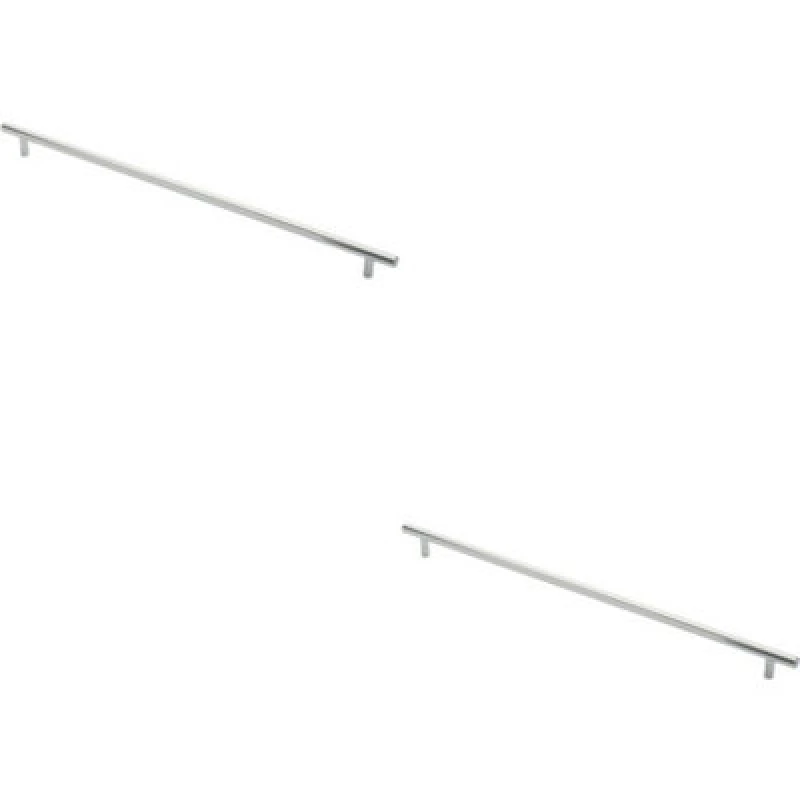 Image of Loops 2x Round T Bar Cabinet Pull Handle 508 x 12mm 448mm Fixing Centres Chrome Multi unisex