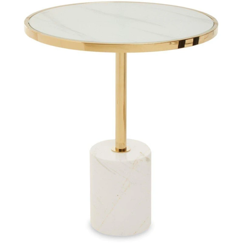 Image of Fifty Five South Oria White Marble End Table Gold unisex One Size